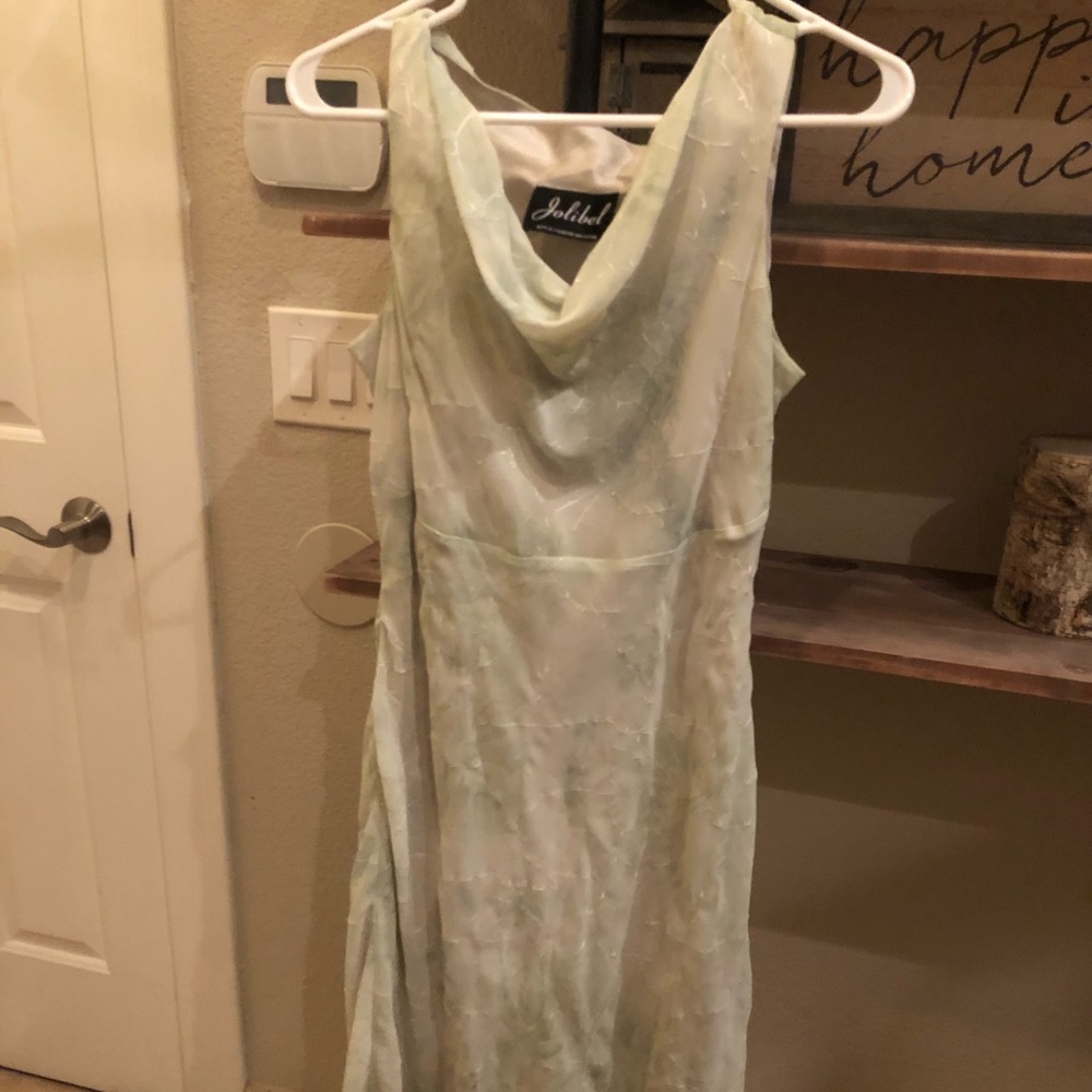 Light green & white dress